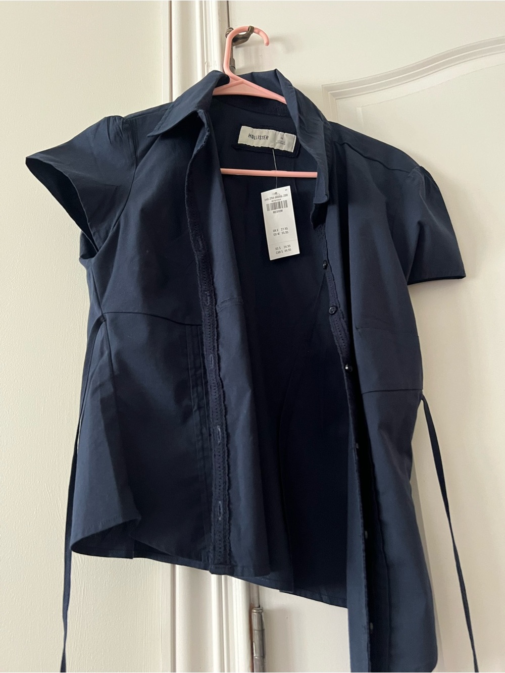 Hollister Navy Short Sleeve Button-Up Shirt